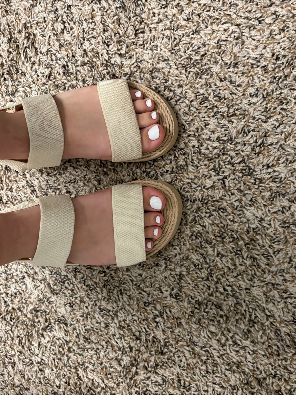 Neutral Strappy Platform Sandals - Cream Women's Summer Shoes